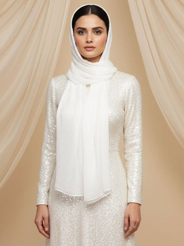 Soft Tissue Silk Hijab - White